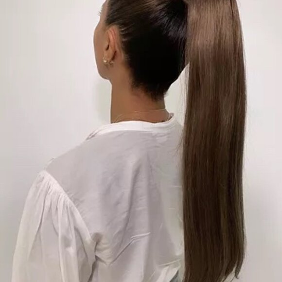 Real Hair Extension Wrap Ponytail Brown | 18 inch main image 7